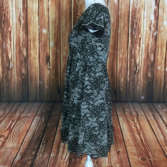 Olivia Lauren Gray Black Lace Flutter Sleeve Dress - Picture 2 of 5